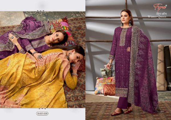 Fyra Winter Queen Pure Pashmina Jacquard Digital Print Dress Material 